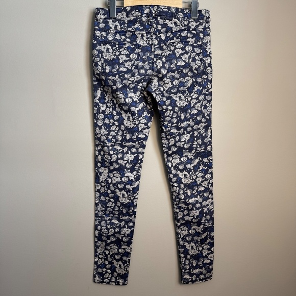 H&M Women's Abstract Floral Stretchy Low Rise Jeans Navy Size 8 Summer Festivals - Picture 6 of 12
